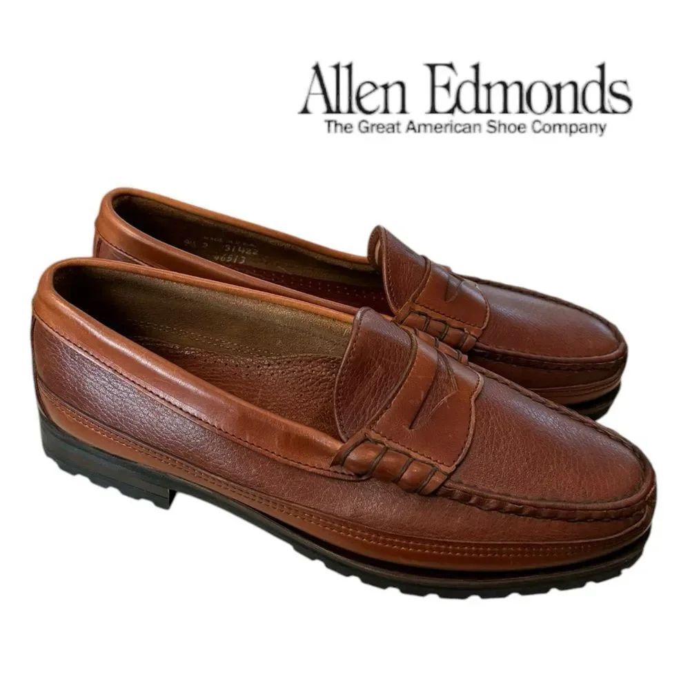 New Allen Edmonds Quincy Tan Leather Men's Slip-on Dress Shoes Loafers 9  9D